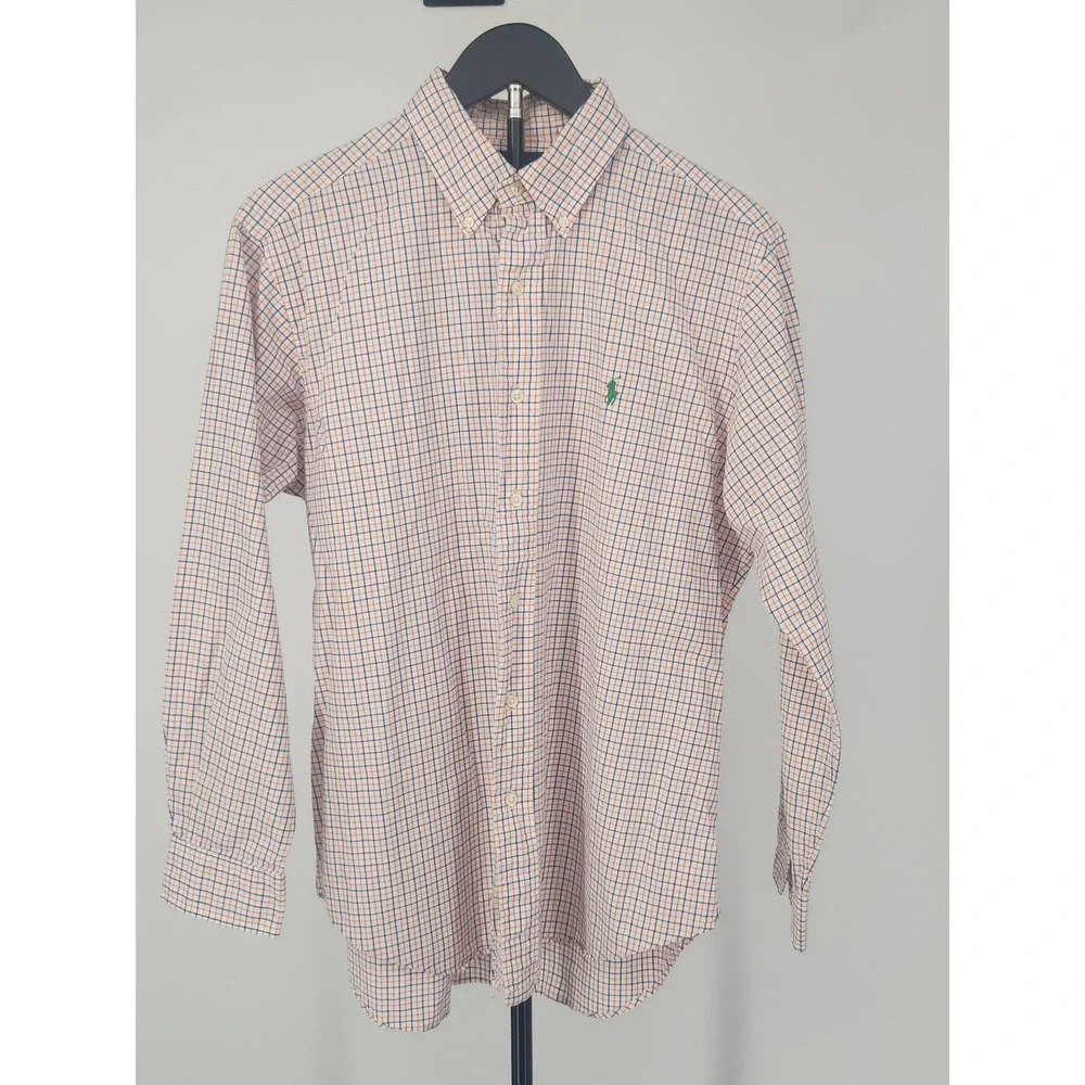 Polo Ralph Lauren Classic Fit Tattersall Check Shirt Orange Navy 15.5 32/33